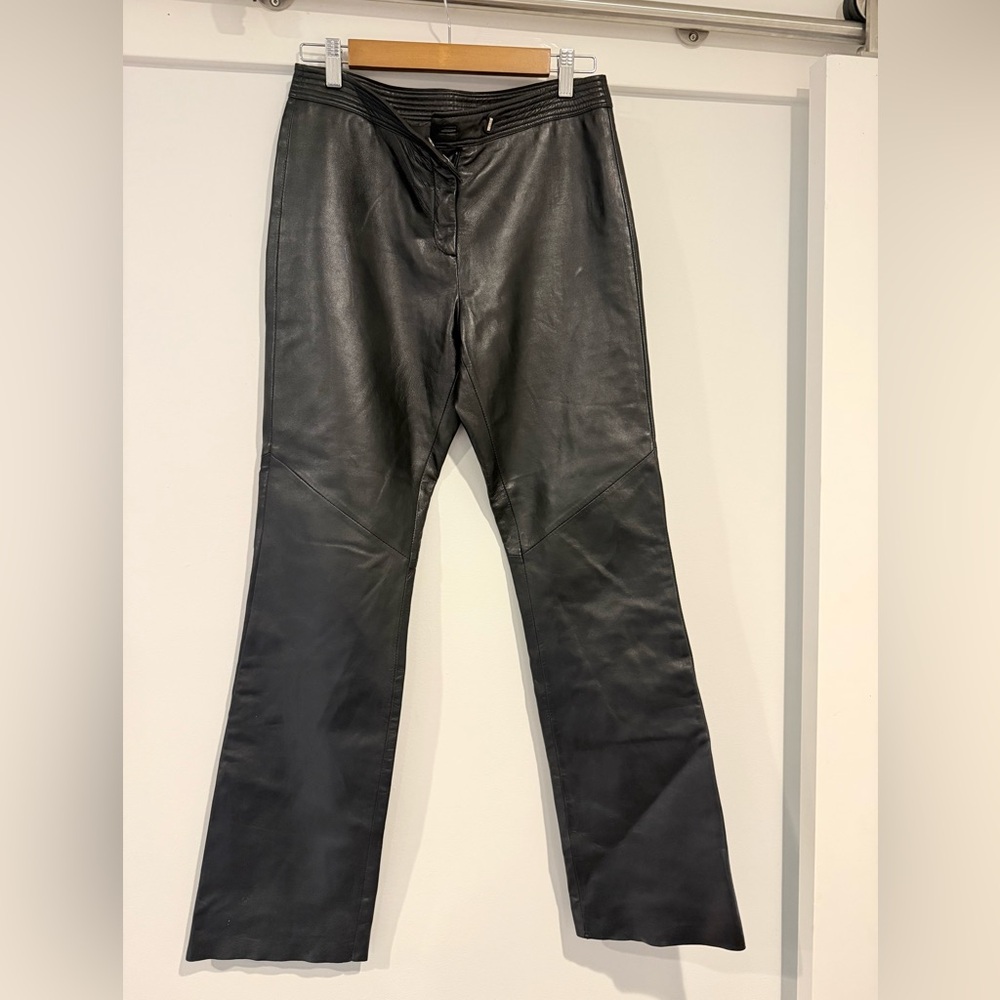 Margaret Godfrey Black Leather Pants Straight Leg Fit - size 4